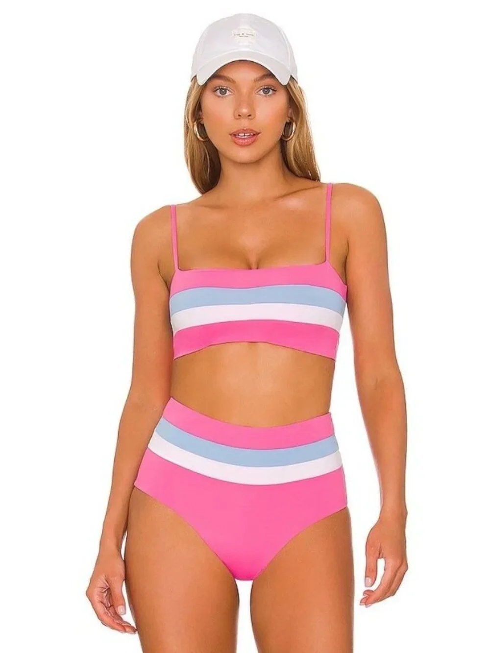 L*Space Portia Stripe Bikini Bottoms in Bubblegum Pink White Aura XLarge New